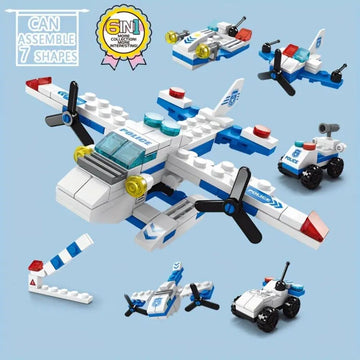 6 in 1 Aircraft Building Blocks 7 Assembly Shapes Toys